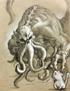 Serving the Master, Cthulhu Cat Art by Paul Bielaczyc